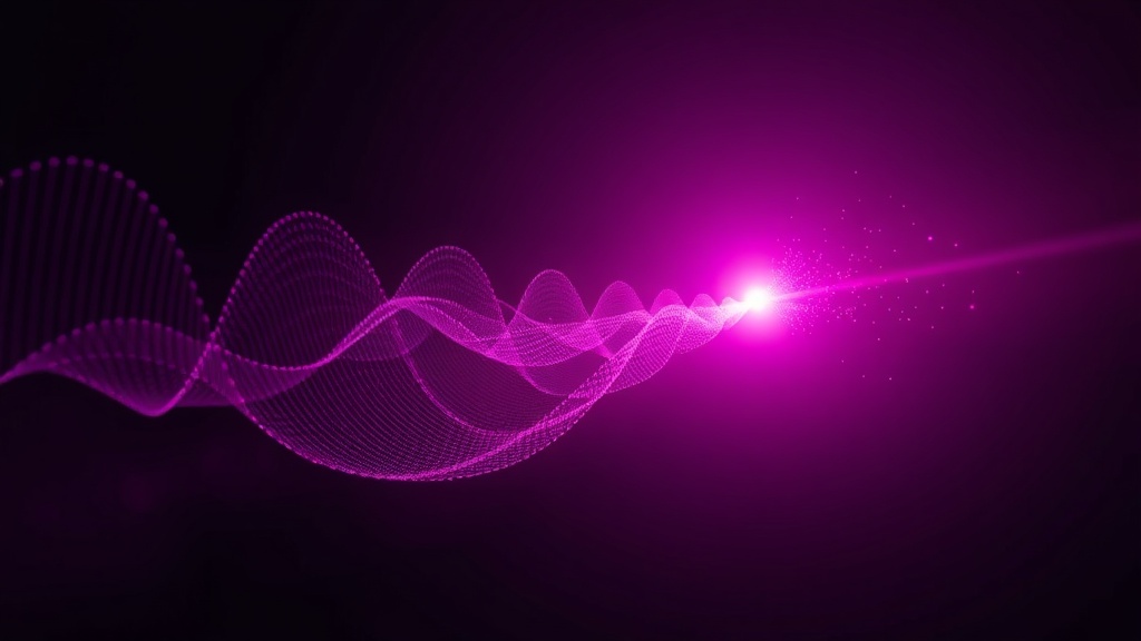 Sound waves rippling through a futuristic purple-pink gradient space representing real-time voice AI latency