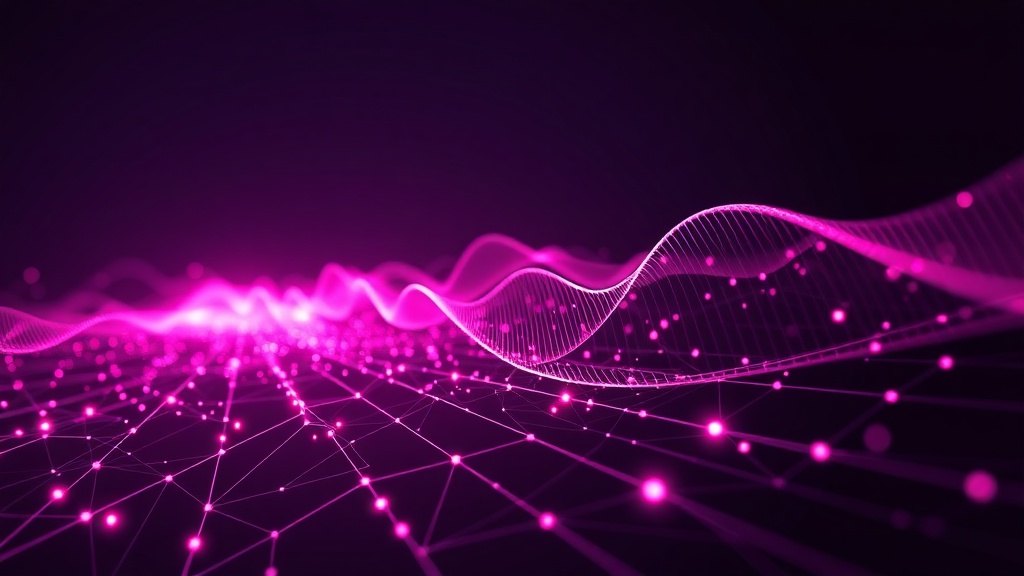 Abstract visualization of real-time voice data flowing through network nodes with minimal latency