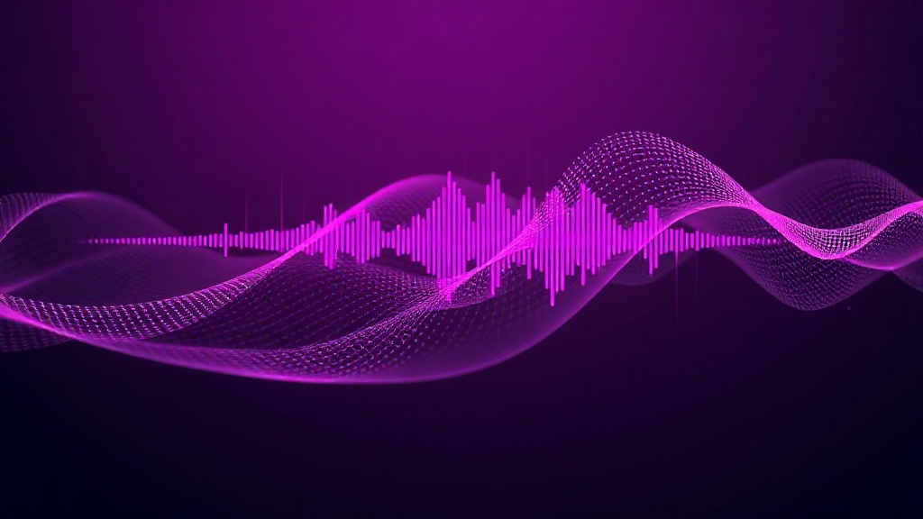 Abstract sound waves flowing through a gradient network representing low-latency voice AI